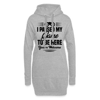 Ich habe mein Spiel pausiert, um hier zu sein - Hoodie-Kleid - Grau meliert - Vorne