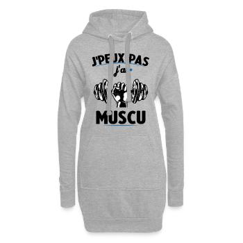 Je Peux Pas J'ai Muscu - Sweat-shirt à capuche long Femme - gris chiné - Devant