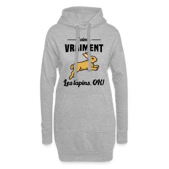 J'aime vraiment les Lapins OK - Sweat-shirt à capuche long Femme - gris chiné - Devant