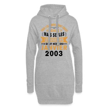 Les légendes sont nées en Janvier 2003 Vintage - Sweat-shirt à capuche long Femme - gris chiné - Devant
