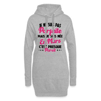 Anniversaire - Pas parfaite mais née en Mars - Sweat-shirt à capuche long Femme - gris chiné - Devant