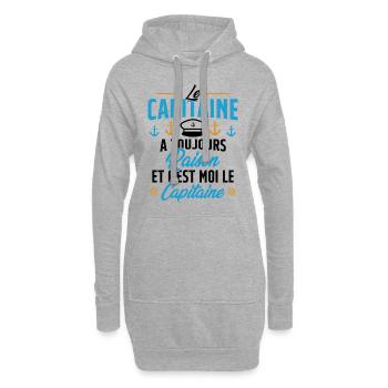 Le Capitaine A Toujours Raison C'est Moi Capitaine - Sweat-shirt à capuche long Femme - gris chiné - Devant