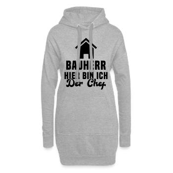Maître d'ouvrage Ici, c'est moi le chef Chantier - Sweat-shirt à capuche long Femme - gris chiné - Devant