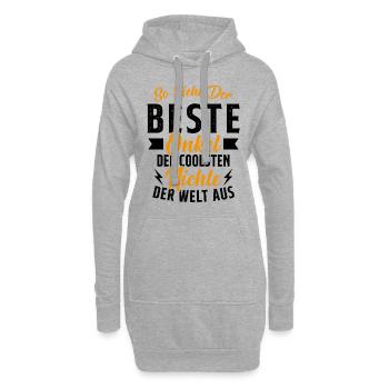 So sieht der beste Onkel der Welt aus - Hoodie-Kleid - Grau meliert - Vorne