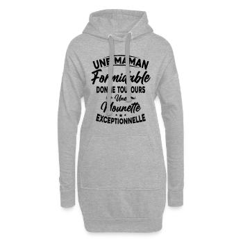 Maman formidable donne Mounette Exceptionnelle - Sweat-shirt à capuche long Femme - gris chiné - Devant