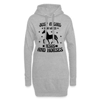juste une fille qui aime jesus et les chevaux - Sweat-shirt à capuche long Femme - gris chiné - Devant