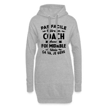 Coach Formidable, Je Gère Idée Cadeau Humour - Sweat-shirt à capuche long Femme - gris chiné - Devant
