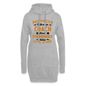 Coach Formidable, Je Gère Idée Cadeau Humour - Sweat-shirt à capuche long Femme - gris chiné - Devant