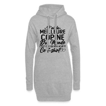 J'ai la Meilleure Copine du Monde idée Cadeau - Sweat-shirt à capuche long Femme - gris chiné - Devant