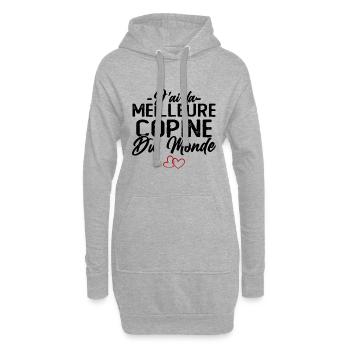 J'ai la Meilleure Copine du Monde idée Cadeau - Sweat-shirt à capuche long Femme - gris chiné - Devant