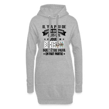 J'aime plus que jouer mais être papa idée cadeau - Sweat-shirt à capuche long Femme - gris chiné - Devant