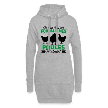 Fou Mais Mes Poules M'aiment Chicken Fermier - Sweat-shirt à capuche long Femme - gris chiné - Devant