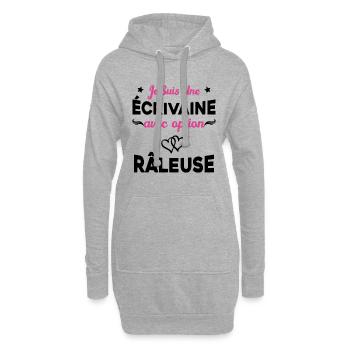 Femme je suis une écrivaine avec option râleuse - Sweat-shirt à capuche long Femme - gris chiné - Devant