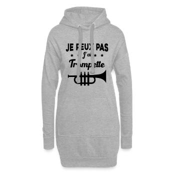 Je peux pas j'ai trompette Cadeau - Sweat-shirt à capuche long Femme - gris chiné - Devant