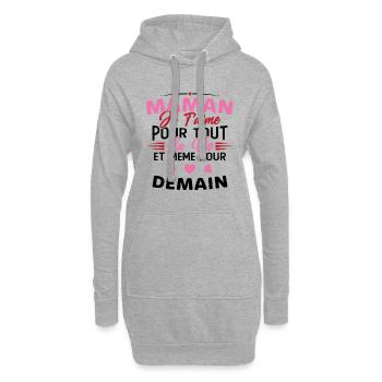Maman je t'aime Mère Bébé Naissance Amour - Sweat-shirt à capuche long Femme - gris chiné - Devant