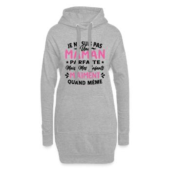 Pas une Maman Parfaite, Citation Maman Humour - Sweat-shirt à capuche long Femme - gris chiné - Devant