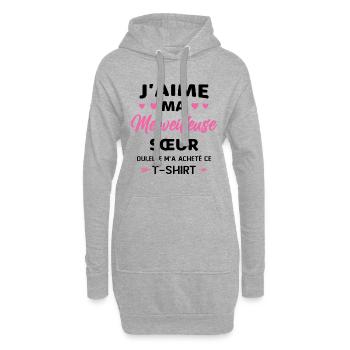 Femme Amour Super Soeur Humour J'aime Ma Sœur - Sweat-shirt à capuche long Femme - gris chiné - Devant