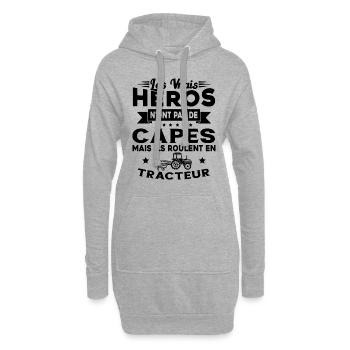 Tracteur Héros Cadeau Agriculteur Humour Fermier - Sweat-shirt à capuche long Femme - gris chiné - Devant