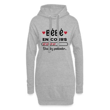 Bébé en cours - Sweat-shirt à capuche long Femme - gris chiné - Devant