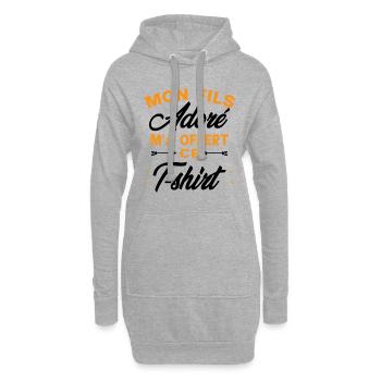 Mon Fils Adoré Humour Maman / Papa Cadeau - Sweat-shirt à capuche long Femme - gris chiné - Devant