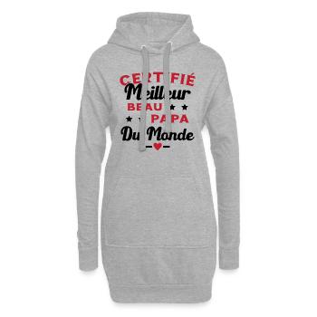 Certifié Meilleur Beau Papa Du Monde Homme Cadeau - Sweat-shirt à capuche long Femme - gris chiné - Devant