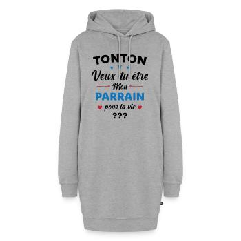 Tonton Veux tu être Mon Parrain Demande Futur Papa - Sweat-shirt à capuche long Femme - gris chiné - Devant