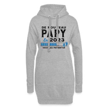 De Nouveau Papy en 2023 Cadeau Futur Papy - Sweat-shirt à capuche long Femme - gris chiné - Devant