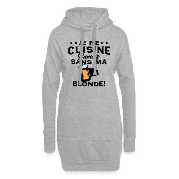 Je Ne Cuisine Jamais Sans Ma Blonde Humour - Sweat-shirt à capuche long Femme - gris chiné - Devant