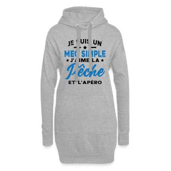 Je Suis Un Mec Simple Qui Aime La Pêche Et L'apéro - Sweat-shirt à capuche long Femme - gris chiné - Devant