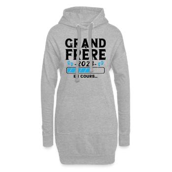 Annonce Grossesse Surprise Futur Grand Frère 2023 - Sweat-shirt à capuche long Femme - gris chiné - Devant