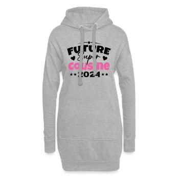 Future Super Cousine 2024 Annonce Grossesse - Sweat-shirt à capuche long Femme - gris chiné - Devant