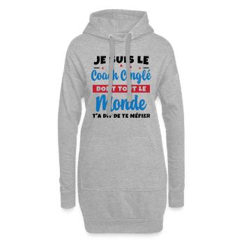 Coach Cinglé Humour Coaching Sportif Cadeau - Sweat-shirt à capuche long Femme - gris chiné - Devant
