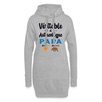 Homme Véritable et Authentique Papa Poule et Ours - Sweat-shirt à capuche long Femme - gris chiné - Devant