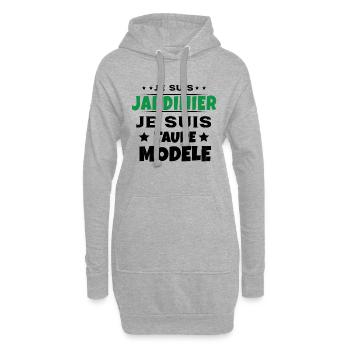 Je suis jardinier Je suis Taupe Modèle Humour - Sweat-shirt à capuche long Femme - gris chiné - Devant