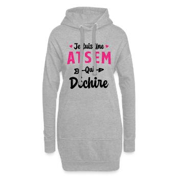 Je suis une ATSEM qui déchire Idée Cadeau Atsem - Sweat-shirt à capuche long Femme - gris chiné - Devant