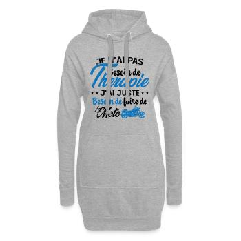 Pas besoin de thérapie besoin de faire de la Moto - Sweat-shirt à capuche long Femme - gris chiné - Devant