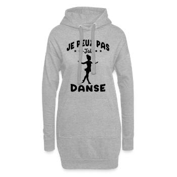 j'peux pas j'ai Danse - Humour Fille Cadeau - Sweat-shirt à capuche long Femme - gris chiné - Devant