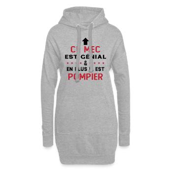 Ce mec est génial cadeau pompier humour - Sweat-shirt à capuche long Femme - gris chiné - Devant