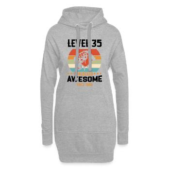 Level 35 komplettes Geburtstagsgeschenk von 1988 - Hoodie-Kleid - Grau meliert - Vorne