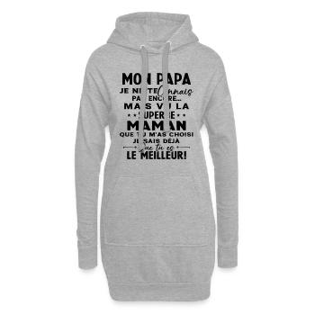 Annonce grossesse Cadeau Futur Papa Future Maman - Sweat-shirt à capuche long Femme - gris chiné - Devant