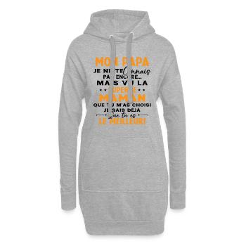 Annonce grossesse Cadeau Futur Papa Future Maman - Sweat-shirt à capuche long Femme - gris chiné - Devant
