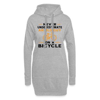Unterschätze niemals einen alten Mann mit einem Fahrrad - Hoodie-Kleid - Grau meliert - Vorne
