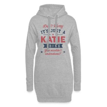 C’est un truc de Katie - Sweat-shirt à capuche long Femme - gris chiné - Devant