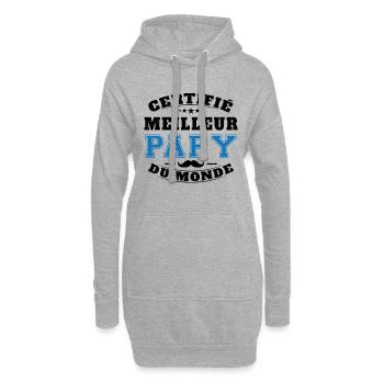Certifié meilleur Papy du Monde Cadeau Papy - Sweat-shirt à capuche long Femme - gris chiné - Devant