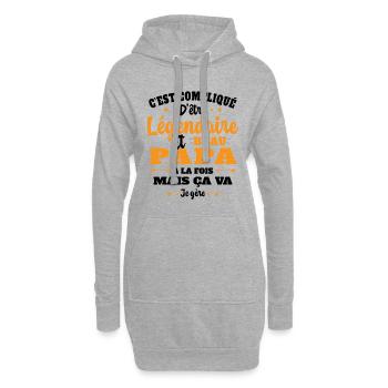 Légendaire et Beau Papa Cadeau Papa de l'année - Sweat-shirt à capuche long Femme - gris chiné - Devant