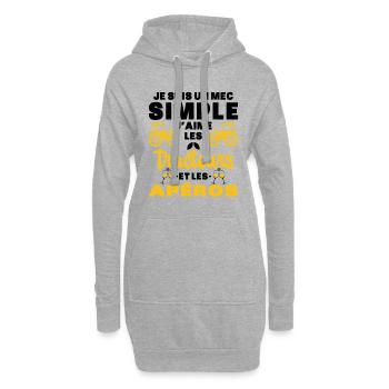 Mec Simple Tracteur Apéro Farmer Fermier Bière - Sweat-shirt à capuche long Femme - gris chiné - Devant