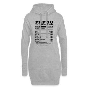 Cadeau papou humour papou valeurs nutritives - Sweat-shirt à capuche long Femme - gris chiné - Devant