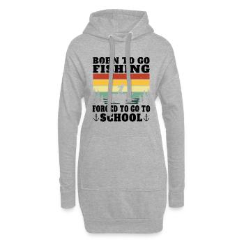 Né pour aller à la pêche cadeau pécheur humour - Sweat-shirt à capuche long Femme - gris chiné - Devant