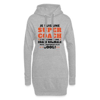 Une Super Coach Idée Femme Cadeau Humour - Sweat-shirt à capuche long Femme - gris chiné - Devant