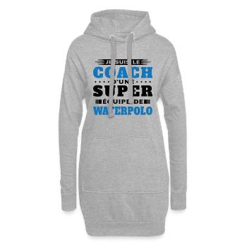 Coach de Super équipe de waterpolo Humour Cadeau - Sweat-shirt à capuche long Femme - gris chiné - Devant